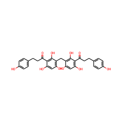 O=C(CCc1ccc(O)cc1)c1c(O)cc(O)c(Cc2c(O)cc(O)c(C(=O)CCc3ccc(O)cc3)c2O)c1O ZINC001772612969