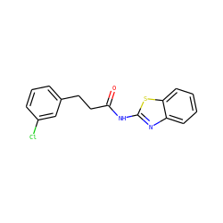 O=C(CCc1cccc(Cl)c1)Nc1nc2ccccc2s1 ZINC000001285114