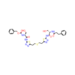 O=C(CCc1ccccc1)N[C@@H](CO)C(=O)Nc1nnc(CCSCCc2nnc(NC(=O)[C@H](CO)NC(=O)OCc3ccccc3)s2)s1 ZINC000169697909