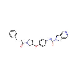 O=C(CCc1ccccc1)N1CC[C@H](Oc2ccc(NC(=O)N3Cc4ccncc4C3)cc2)C1 ZINC000166796806