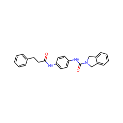 O=C(CCc1ccccc1)Nc1ccc(NC(=O)N2Cc3ccccc3C2)cc1 ZINC000166619456