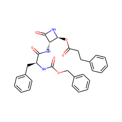 O=C(CCc1ccccc1)O[C@@H]1NC(=O)[C@H]1NC(=O)[C@H](Cc1ccccc1)NC(=O)OCc1ccccc1 ZINC000029212312