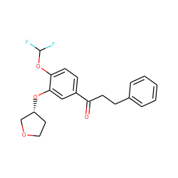 O=C(CCc1ccccc1)c1ccc(OC(F)F)c(O[C@@H]2CCOC2)c1 ZINC000040860160