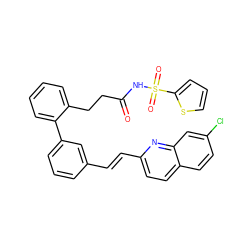 O=C(CCc1ccccc1-c1cccc(/C=C/c2ccc3ccc(Cl)cc3n2)c1)NS(=O)(=O)c1cccs1 ZINC000026574860