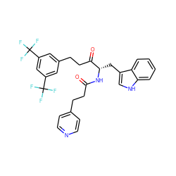 O=C(CCc1ccncc1)N[C@@H](Cc1c[nH]c2ccccc12)C(=O)CCc1cc(C(F)(F)F)cc(C(F)(F)F)c1 ZINC000028088162