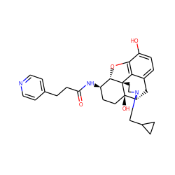 O=C(CCc1ccncc1)N[C@@H]1CC[C@@]2(O)[C@H]3Cc4ccc(O)c5c4[C@@]2(CCN3CC2CC2)[C@H]1O5 ZINC000072104800