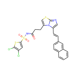 O=C(CCc1csc2ncc(/C=C/c3ccc4ccccc4c3)n12)NS(=O)(=O)c1cc(Cl)c(Cl)s1 ZINC000049694399