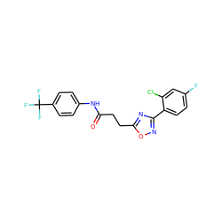 O=C(CCc1nc(-c2ccc(F)cc2Cl)no1)Nc1ccc(C(F)(F)F)cc1 ZINC000040979263