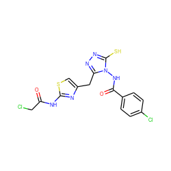 O=C(CCl)Nc1nc(Cc2nnc(S)n2NC(=O)c2ccc(Cl)cc2)cs1 ZINC000028815420