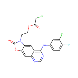 O=C(CCl)OCCn1c(=O)oc2cc3ncnc(Nc4ccc(F)c(Cl)c4)c3cc21 ZINC001772606223