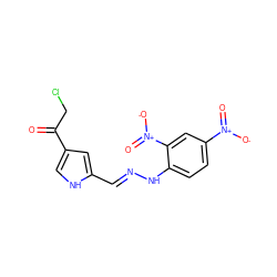 O=C(CCl)c1c[nH]c(/C=N/Nc2ccc([N+](=O)[O-])cc2[N+](=O)[O-])c1 ZINC000006861898