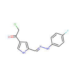 O=C(CCl)c1c[nH]c(/C=N/Nc2ccc(F)cc2)c1 ZINC000012957914