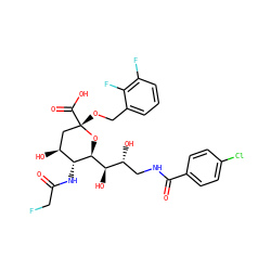 O=C(CF)N[C@@H]1[C@@H](O)C[C@](OCc2cccc(F)c2F)(C(=O)O)O[C@H]1[C@H](O)[C@H](O)CNC(=O)c1ccc(Cl)cc1 ZINC000064380881