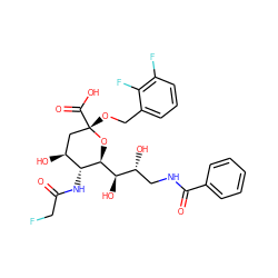 O=C(CF)N[C@@H]1[C@@H](O)C[C@](OCc2cccc(F)c2F)(C(=O)O)O[C@H]1[C@H](O)[C@H](O)CNC(=O)c1ccccc1 ZINC000072123364