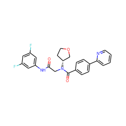 O=C(CN(C(=O)c1ccc(-c2ccccn2)cc1)[C@@H]1CCOC1)Nc1cc(F)cc(F)c1 ZINC000072124664