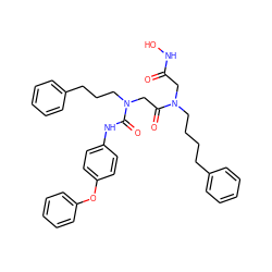 O=C(CN(CCCCc1ccccc1)C(=O)CN(CCCc1ccccc1)C(=O)Nc1ccc(Oc2ccccc2)cc1)NO ZINC000026718482