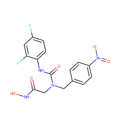 O=C(CN(Cc1ccc([N+](=O)[O-])cc1)C(=O)Nc1ccc(F)cc1F)NO ZINC000013808316