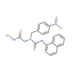 O=C(CN(Cc1ccc([N+](=O)[O-])cc1)C(=O)Nc1cccc2ccccc12)NO ZINC000013808320