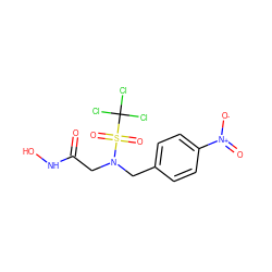 O=C(CN(Cc1ccc([N+](=O)[O-])cc1)S(=O)(=O)C(Cl)(Cl)Cl)NO ZINC000013808246