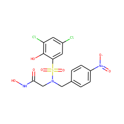 O=C(CN(Cc1ccc([N+](=O)[O-])cc1)S(=O)(=O)c1cc(Cl)cc(Cl)c1O)NO ZINC000013808287