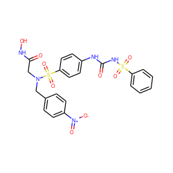 O=C(CN(Cc1ccc([N+](=O)[O-])cc1)S(=O)(=O)c1ccc(NC(=O)NS(=O)(=O)c2ccccc2)cc1)NO ZINC000029550956