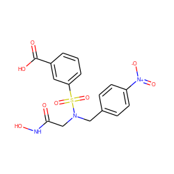 O=C(CN(Cc1ccc([N+](=O)[O-])cc1)S(=O)(=O)c1cccc(C(=O)O)c1)NO ZINC000013808289