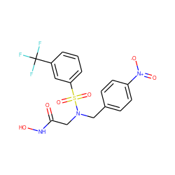 O=C(CN(Cc1ccc([N+](=O)[O-])cc1)S(=O)(=O)c1cccc(C(F)(F)F)c1)NO ZINC000013808279