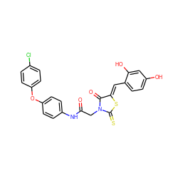 O=C(CN1C(=O)/C(=C/c2ccc(O)cc2O)SC1=S)Nc1ccc(Oc2ccc(Cl)cc2)cc1 ZINC000299837791