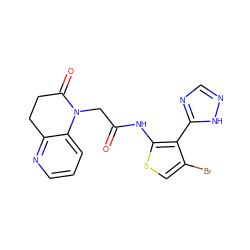 O=C(CN1C(=O)CCc2ncccc21)Nc1scc(Br)c1-c1ncn[nH]1 ZINC000072179071