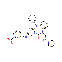 O=C(CN1C(=O)N(CC(=O)N2CCCC2)c2ccccc2N(c2ccccc2)C1=O)Nc1cccc(C(=O)O)c1 ZINC000029061804