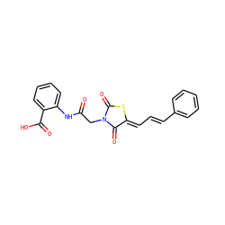 O=C(CN1C(=O)S/C(=C\C=C\c2ccccc2)C1=O)Nc1ccccc1C(=O)O ZINC000013638958