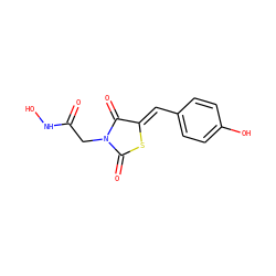 O=C(CN1C(=O)S/C(=C\c2ccc(O)cc2)C1=O)NO ZINC000042879068