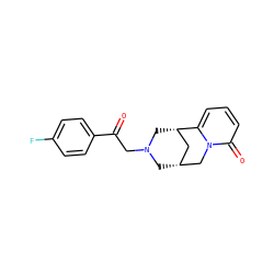 O=C(CN1C[C@@H]2C[C@H](C1)c1cccc(=O)n1C2)c1ccc(F)cc1 ZINC000040424203