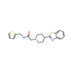 O=C(CN1CCC(c2nc3ccccc3s2)CC1)NCc1cccs1 ZINC000004966487