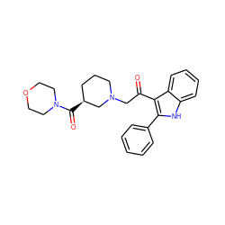 O=C(CN1CCC[C@H](C(=O)N2CCOCC2)C1)c1c(-c2ccccc2)[nH]c2ccccc12 ZINC000473154222