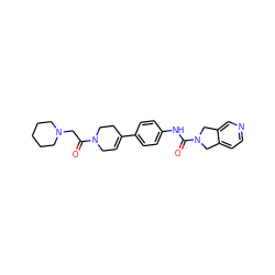 O=C(CN1CCCCC1)N1CC=C(c2ccc(NC(=O)N3Cc4ccncc4C3)cc2)CC1 ZINC000165805693