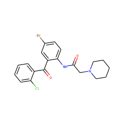 O=C(CN1CCCCC1)Nc1ccc(Br)cc1C(=O)c1ccccc1Cl ZINC000008441397