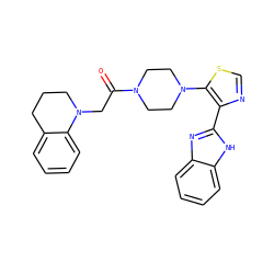 O=C(CN1CCCc2ccccc21)N1CCN(c2scnc2-c2nc3ccccc3[nH]2)CC1 ZINC000143771967
