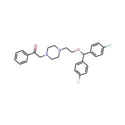 O=C(CN1CCN(CCOC(c2ccc(F)cc2)c2ccc(F)cc2)CC1)c1ccccc1 ZINC000023360890