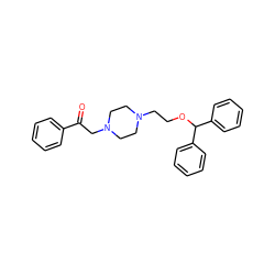 O=C(CN1CCN(CCOC(c2ccccc2)c2ccccc2)CC1)c1ccccc1 ZINC000023360893