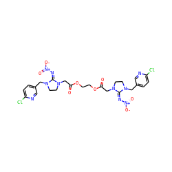 O=C(CN1CCN(Cc2ccc(Cl)nc2)/C1=N\[N+](=O)[O-])OCCOC(=O)CN1CCN(Cc2ccc(Cl)nc2)/C1=N\[N+](=O)[O-] ZINC000150575030