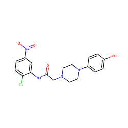 O=C(CN1CCN(c2ccc(O)cc2)CC1)Nc1cc([N+](=O)[O-])ccc1Cl ZINC000058158688