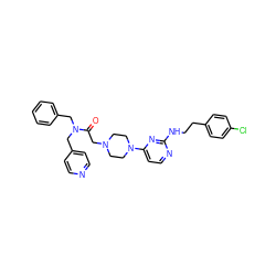 O=C(CN1CCN(c2ccnc(NCCc3ccc(Cl)cc3)n2)CC1)N(Cc1ccccc1)Cc1ccncc1 ZINC000071316360