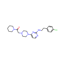 O=C(CN1CCN(c2ccnc(NCCc3ccc(Cl)cc3)n2)CC1)N1CCCCC1 ZINC000071318182