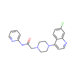 O=C(CN1CCN(c2ccnc3cc(Cl)ccc23)CC1)Nc1ccccn1 ZINC001772645457