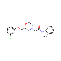 O=C(CN1CCO[C@@H](COc2cccc(Cl)c2)C1)N1CCc2ccccc21 ZINC000150192938