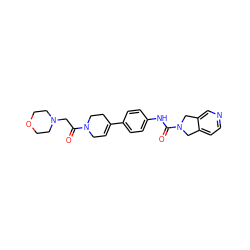 O=C(CN1CCOCC1)N1CC=C(c2ccc(NC(=O)N3Cc4ccncc4C3)cc2)CC1 ZINC000167875712