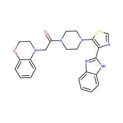 O=C(CN1CCOc2ccccc21)N1CCN(c2scnc2-c2nc3ccccc3[nH]2)CC1 ZINC000143731305