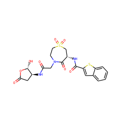 O=C(CN1CCS(=O)(=O)C[C@H](NC(=O)c2cc3ccccc3s2)C1=O)N[C@H]1CC(=O)O[C@@H]1O ZINC000036092997