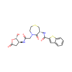 O=C(CN1CCSC[C@H](NC(=O)c2cc3ccccc3s2)C1=O)N[C@H]1CC(=O)O[C@@H]1O ZINC000036093001